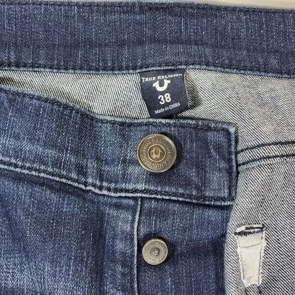 True Religion Striped Jeans Men's 38/32 Rocco Relaxed Skinny 112790 Motorcycle